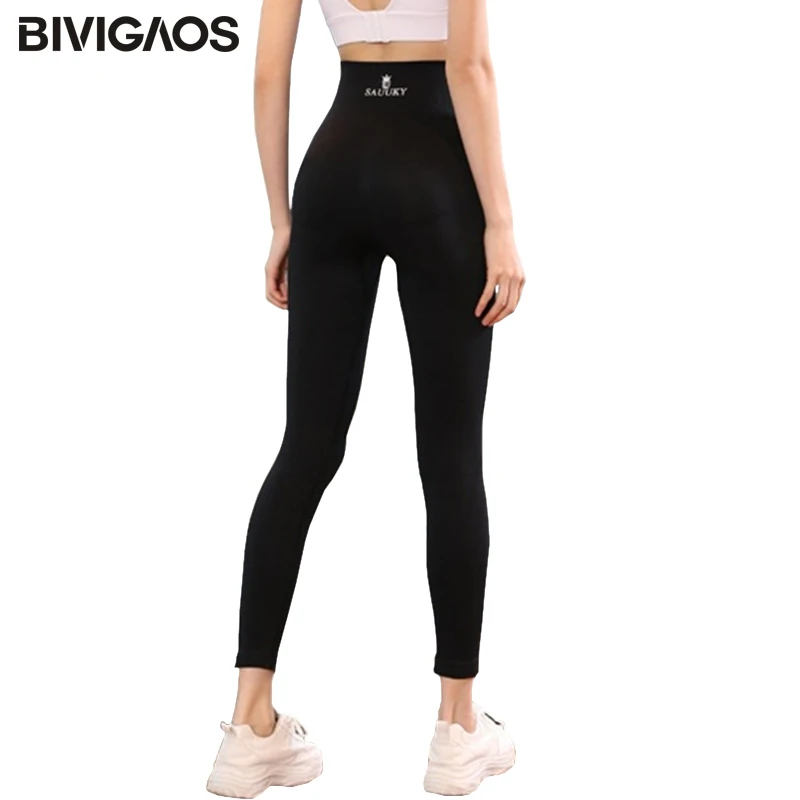 BIVIGAOS Body Shaper Flower Fat Burning Sleep Pants High Elastic Sport Fitness Leggings Women Black Shaping Push Up Leggings