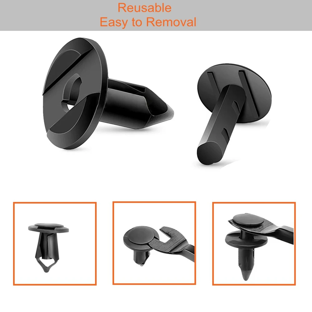 100PCS Black Plastic Fender Clips Body Rivets Clips Car Door Clip Panel Audio Video Dashboard Dismantle Kits Installer Pry Tool