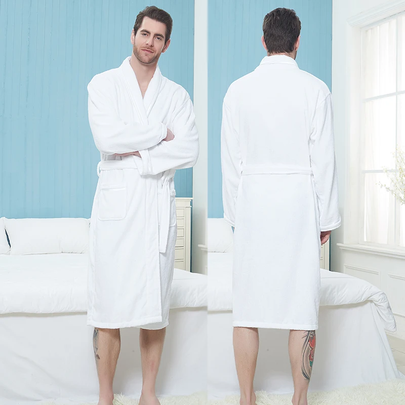 Peignoir de Bain en Coton avec Ceinture pour Homme, Kimono Doux, Décontracté, 4XL, à Revers, à la Mode, avec Lettres Solides, Printemps et Automne