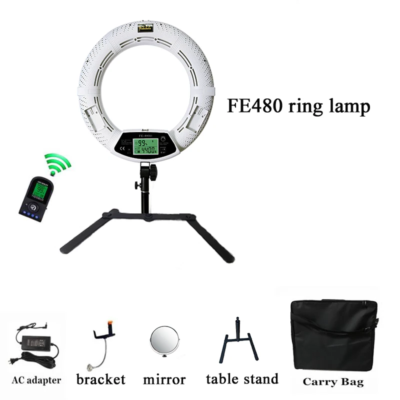 

Yidoblo18'' makeup ring light FE-480II, Bi-color LED Ring Light Macro Photographic Video Lights 110-220v with table stand