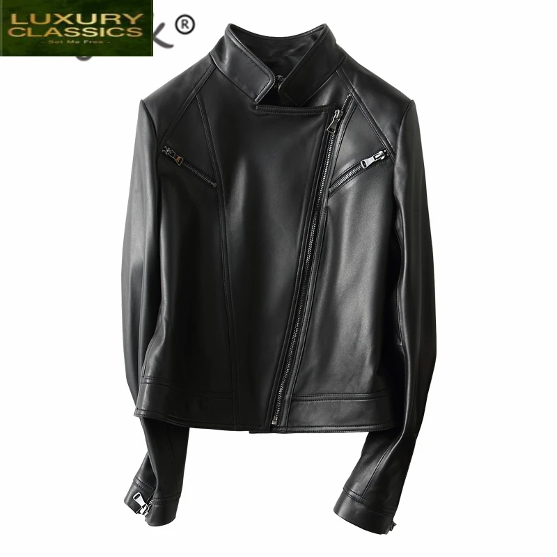 

Jacket Fashion Real Leather Women Clothes 2021 Streetwear Moto Womens Sheepskin Coat female Genuine Leather Tops KQN29150