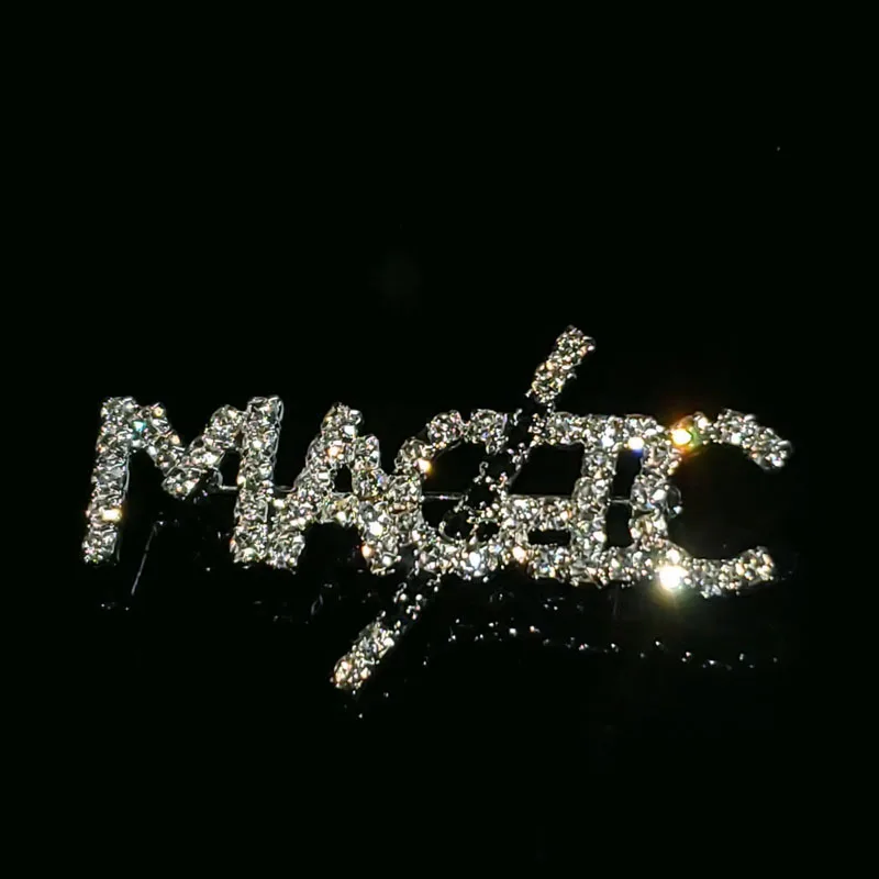 Брошь ручной работы в виде слова, булавка «MAGIC», булавка для лацкана с блестящими кристаллами, ювелирные изделия и аксессуары, уникальный подарок, оптовая продажа