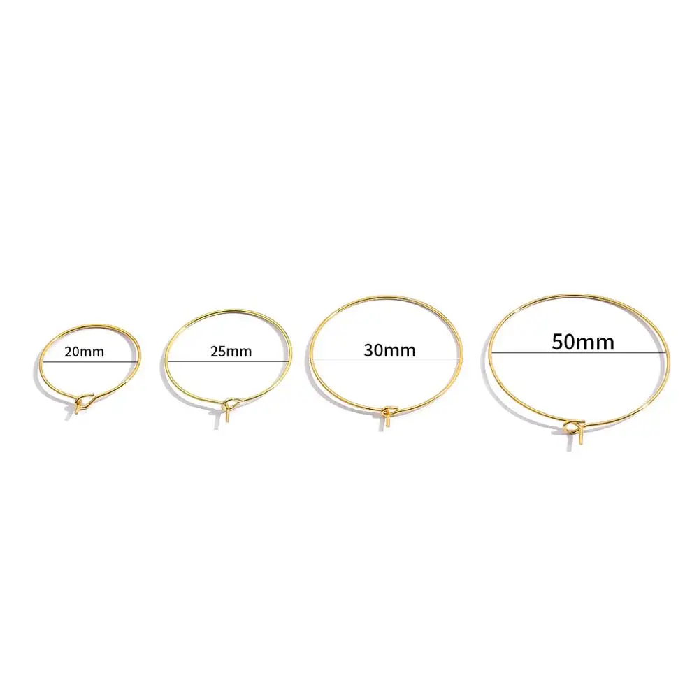 50pcs 20/25/30/35mm Fashion Iron Gold Hoops Big Circle Ear Wire Metal Round Ring For Women DIY Jewelry Making Earrings Findings