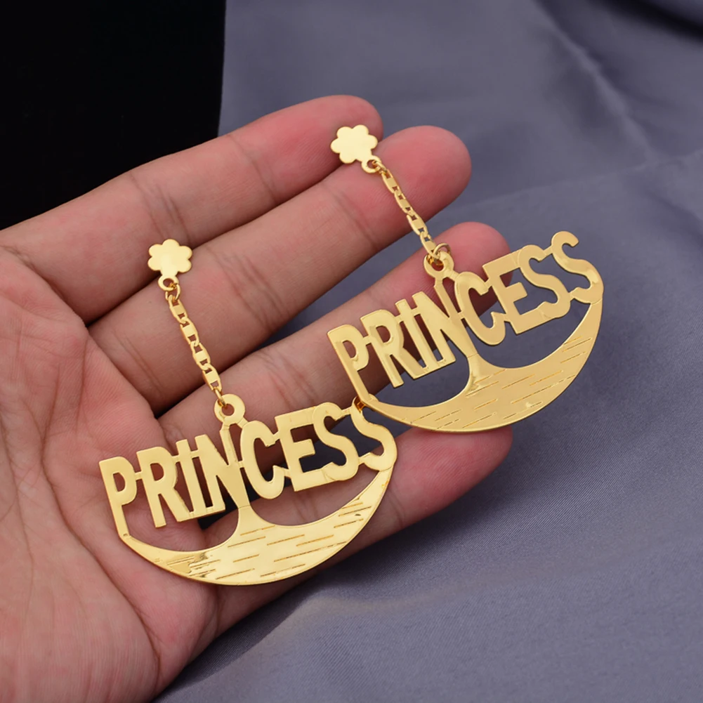 Vier Stile Dubai Goldfarben Personalisiertes Buchstaben-Halsketten- und Ohrring-Schmuckset für Frauen Männer Ehefrau – Detail 3