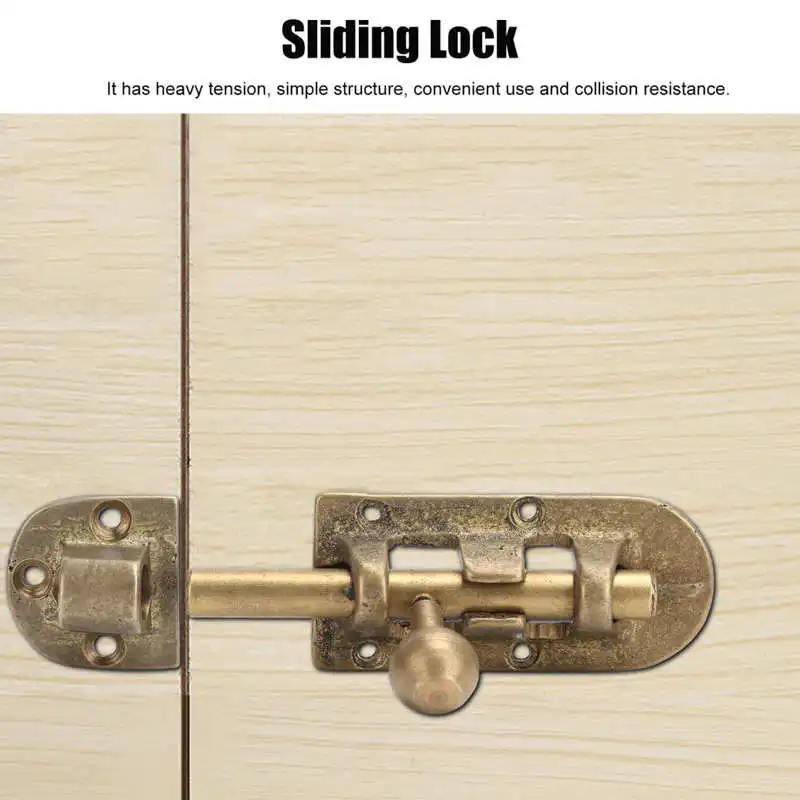 Vintage Brass Door Sliding Latch Antique Door Window Bolts Buckle Lock Hardware Fittings Tools - Image 6