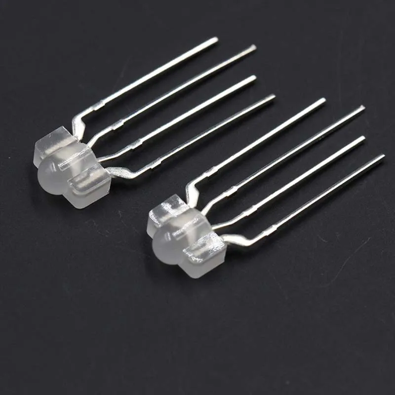 1000PCS /100pcs 3mm Round Four Leg Diffused Full Color Transparent RGB Common Negative And Positive DIP LED