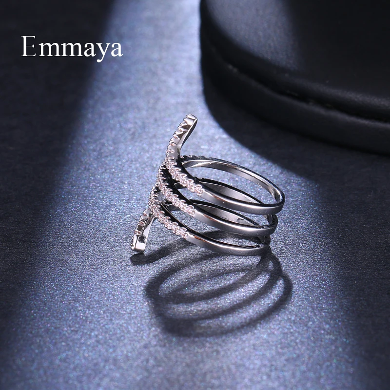 Emmaya New Design For Female Spiral Shape Cubic Zircon Ring  Adjustable Attractive Gifts In Weeding Party Fashion Trend