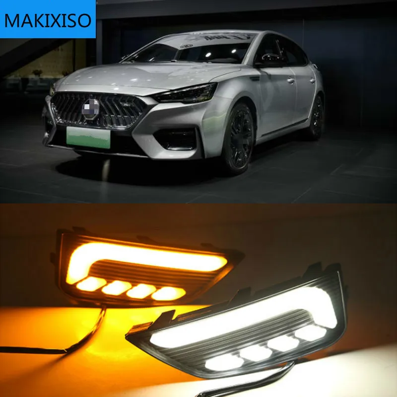 

1 Pair Car LED Daytime Running Lights White Yellow Blue Running Turn signal DRL For MG6 MG 6 2020 Fog Lamp Covers