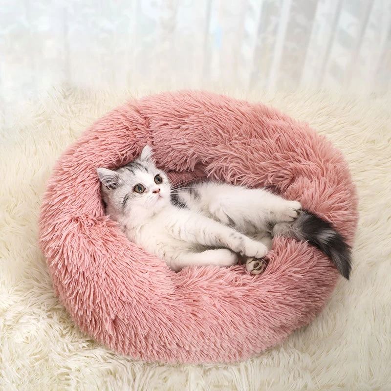 Cat Bed House Pet Bed For Dog Comfy Calming Cluffy Plush Accessories Pet Products For Dog Cat Kennel Supplies Hondenmand Donut