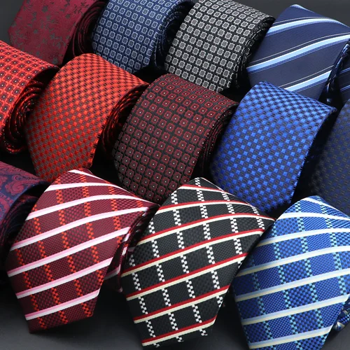 Corbata de cuello tejida de Jacquard para hombre, corbatas de rayas florales a cuadros clásicas, accesorios de camisa de negocios de boda para hombre, moda de poliéster, nuevo