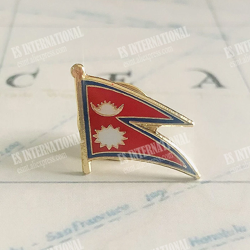 Nepal National Flag Lapel Pins Crystal Epoxy Metal Enamel Badge Paint Brooch Souvenir Suit  Personality  Commemorative  Gifts