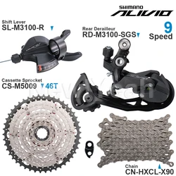 SHIMANO ALIVIO M3100 9 Speed Groupset M3100 Shifter Rear Derailleur and SUGEK Cassette Sprocket 36/42/46T X90 Chain Parts