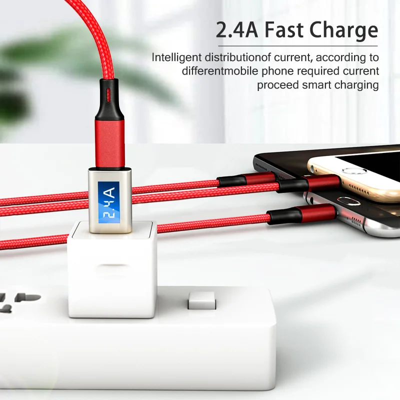 3 In 1 USB Cable Type C To USB C Micro USB Phone Charger Cable PD Charge Cable For Iphone 12 Nylon Cable Cellphone Accessories