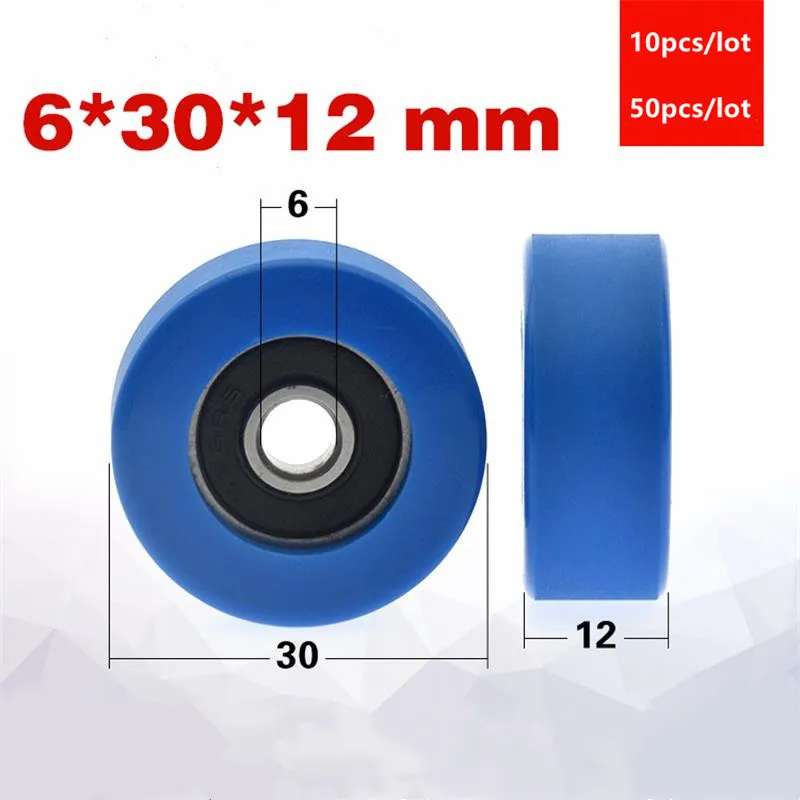 10pcs/50pcs 6*30*12mm PU62630-12 polyurethane PU 626 626RS low noise roller bearing friction pulley 6x30x12 mm