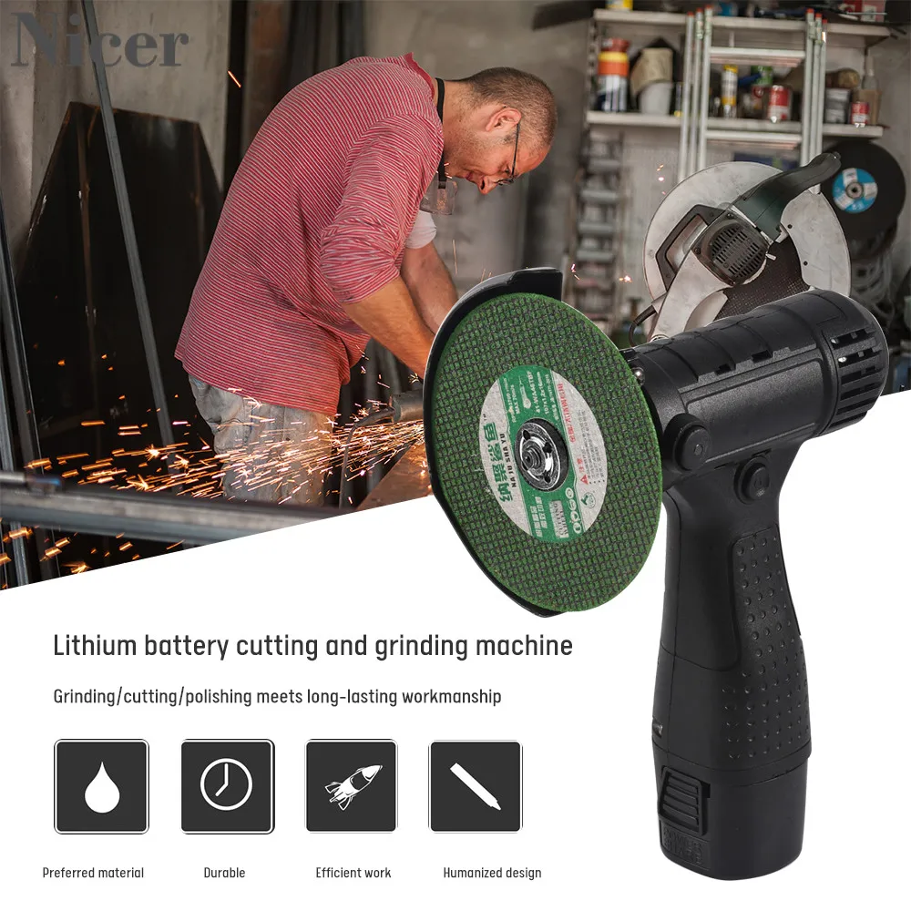 Cordless Angle Grinder With 1/2 Lithium Battery 16.8V Household Manual Polishing DIY Power Cutting Tool Machine Polisher