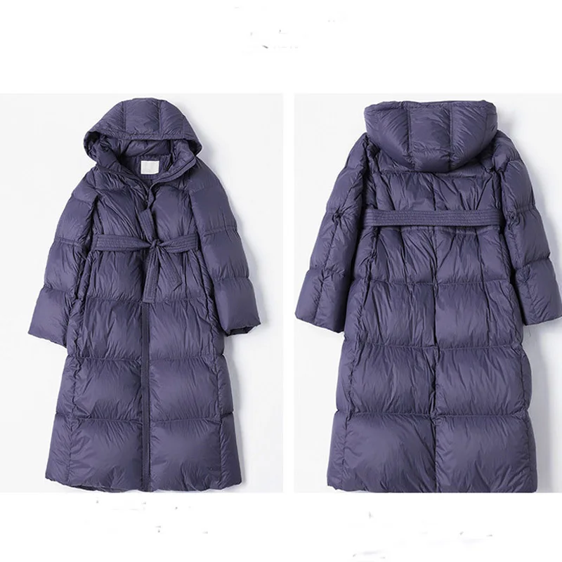 Winter women\'s down jacket black  blue 8XL size puffer hooded zipper loose brand high quality down coat