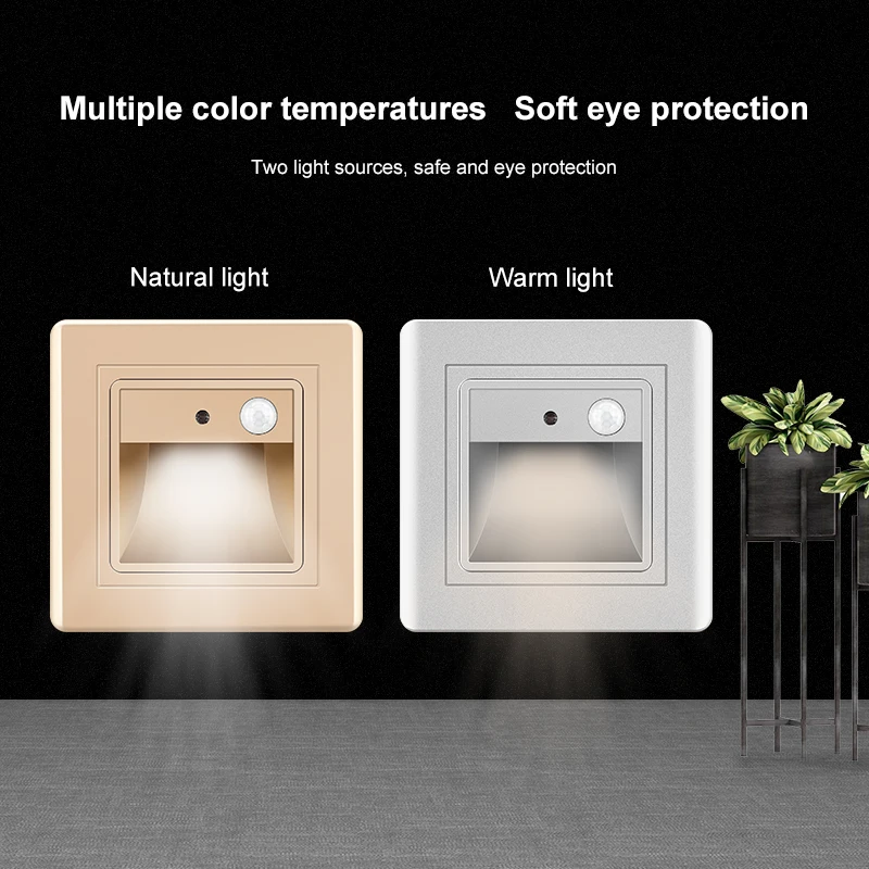 Type 86 Embedded Led Night Light Step Light Household Steps Staircase Aisle Human Body Induction Embedded Foot Light