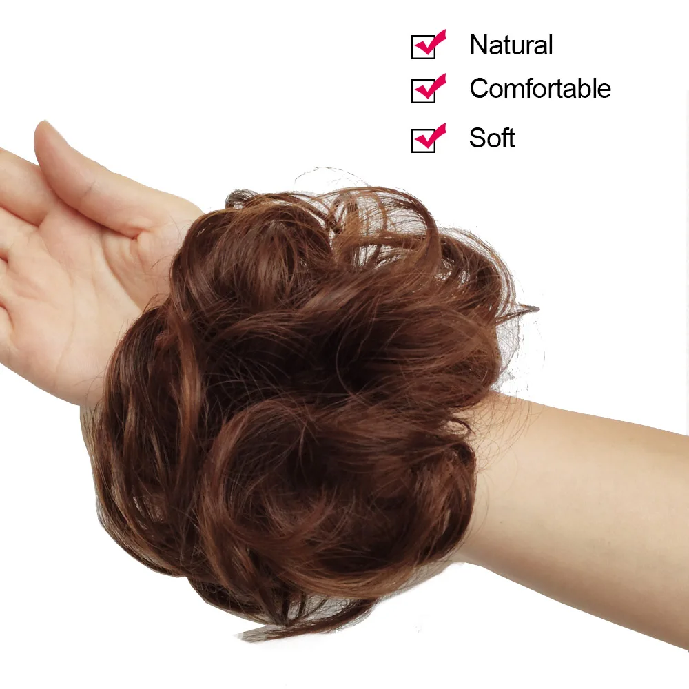 Jeedou Messy Bun Chignon Donut Hair Pad Elastic Hair Rope Rubber Band Synthetic Hairpiece Hair Accessories for Women