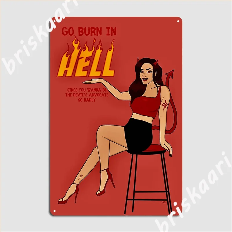 Burn In Hell Devil S Advocate Poster Metal Plaque Poster Home Classic Wall Cave Tin Sign Poster