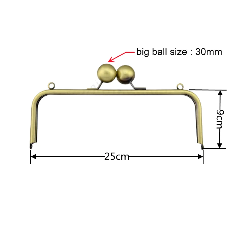 25cm Large Big Round Ball 3cm Tube Wholesale Hardware Accessories Antique Brass Silver Gunmetal Metal Purse Frame Obag Handles