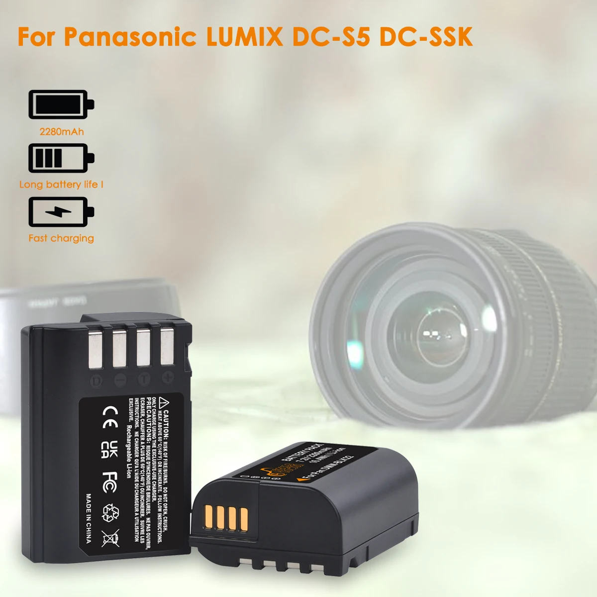 2280mAh DMW-BLK22 BLK22 البطارية لباناسونيك لوميكس DC-S5 DC-S5KK