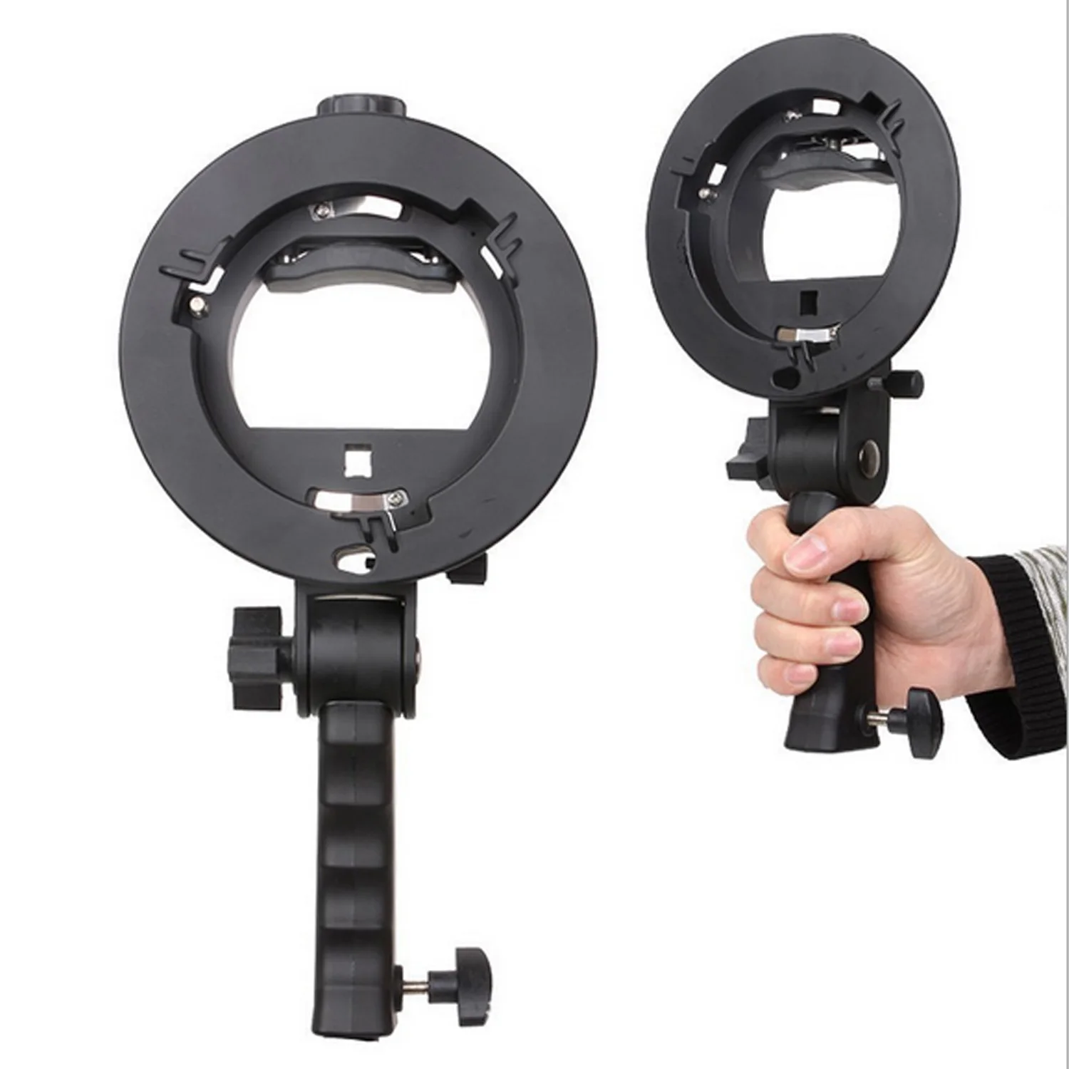 Gosear Portable S-type Flash Bracket Mount Stand with Handle for Canon Nikon YonNuo Godox Bowens Softbox Radome Dish Umbrella