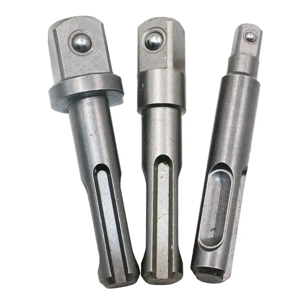 3Pcs SDS 3/8 1/4 1/2inch Connecting Rod Socket Nut Impact Driver Adaptors Drill Bits Hex Shank Converter Hammer Adapter Tools