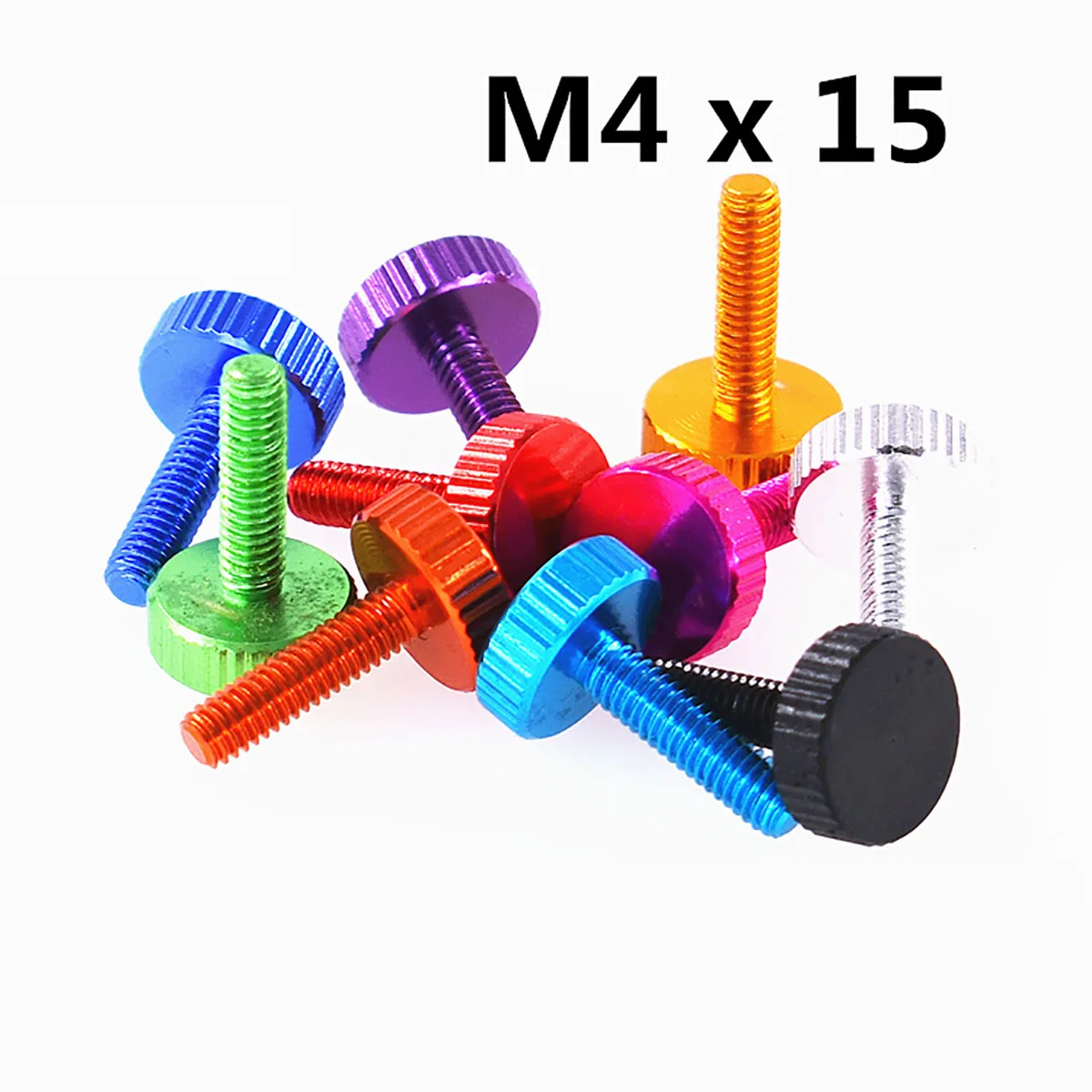 4 pezzi M4 × 15/25mm testa piatta in alluminio anodizzato D12x4mm viti zigrinate zigrinate serrare a mano i bulloni della manopola di rotazione per la custodia del Computer