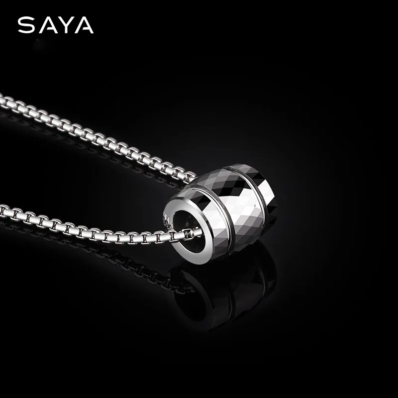 Necklace Men, Tungsten Pendant, Fashion Casual Sporty Multi-Faceted Design, Creative Necklaces Jewelry Scratch Proof, Engraving