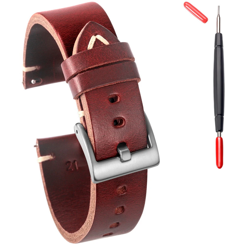 Hemsut 100% Genuine Leather Watch Bands For Men Women Horween Chromexcel Leather Quick Release Handmade Watch Strap Soft Vintag