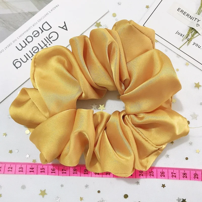 Scrunchies grandes de borracha, laços de cabelo elásticos, faixas de cabelo para meninas, suporte de rabo de cavalo, cetim liso, acessórios para