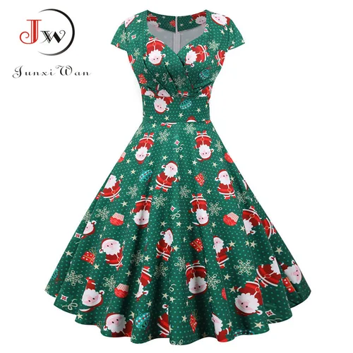 Vestido de verano de manga corta con cuello de pico para mujer, traje Sexy con estampado de cintura alta, Estilo Vintage, Swing grande, elegante, 3XL