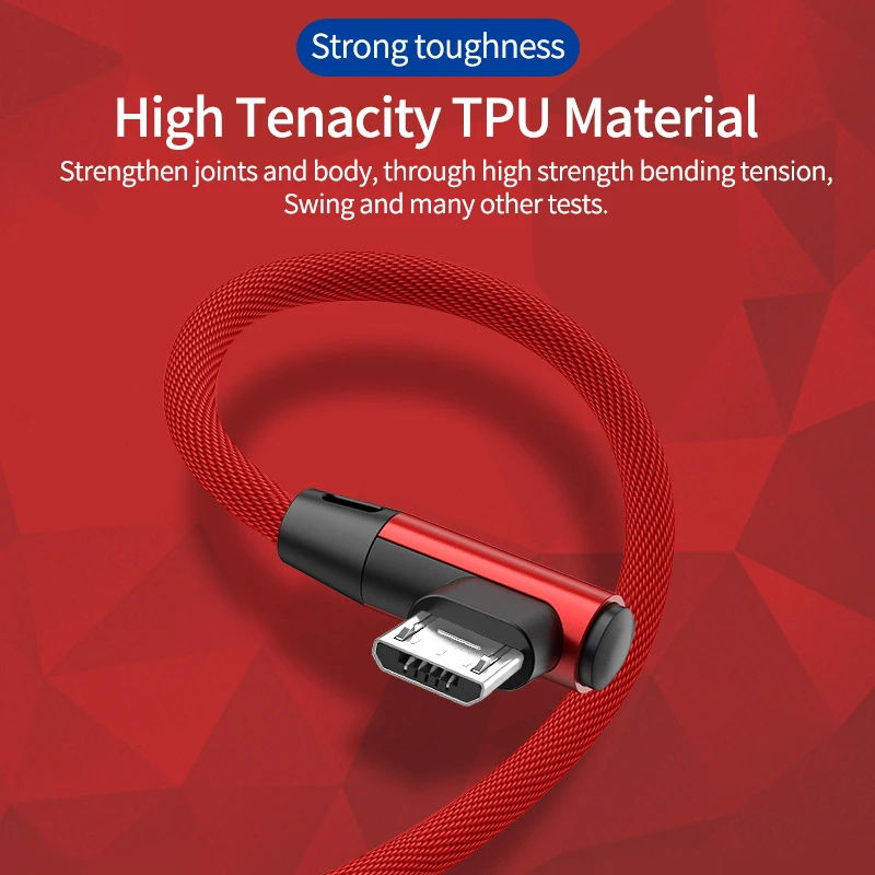 OLAF 90 Degree Elbow Micro Usb Cable For Samsung S7 S6 Huawei Xiaomi Redmi 2M 3M Fast Charging Data Sync USB Cable Charger Cord