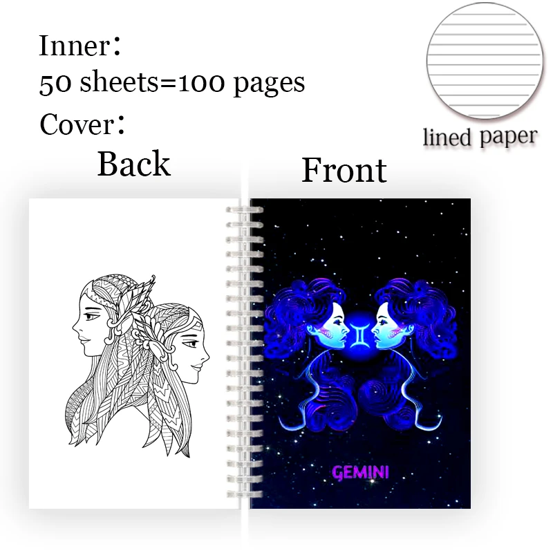 12 Zodiac Sign A5 Spiral Notebook Galaxy Constellation Horoscope Astrology Leo Aries Note Book Diary Filler Girl Birthday Gift