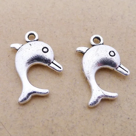 12 Piece/Lot 20*15 mm Cute Alloy Antique Silver Dophin Charms For Jewelry Making DIY Findings Handmade Craft Pendant