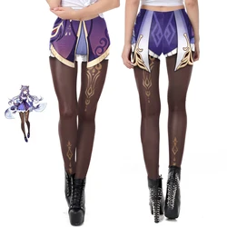 Keqing อะนิเมะเกม Leggings Genshin Impact Cosplay ผู้หญิงยืดหยุ่นเซ็กซี่กางเกง Carnival Fitness ออกกำลังกายกางเกง