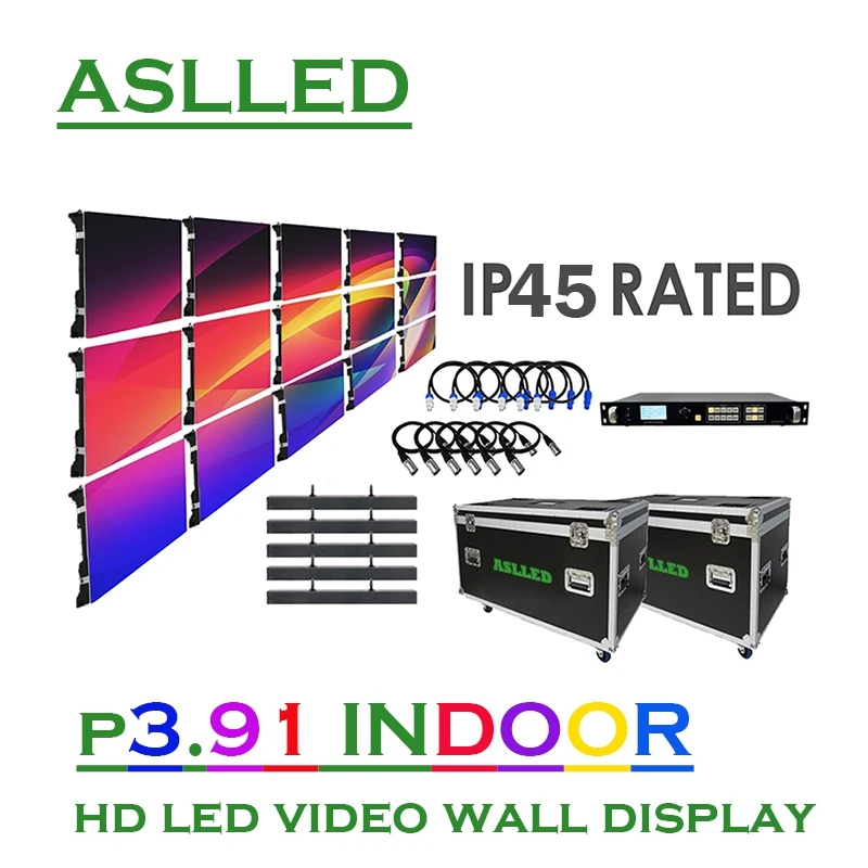 1.5m x 2.5m Indoor P3.91mm HD LED Display Screen 15pcs 500x500mm Panels LED Video Wall Display With All Accessories