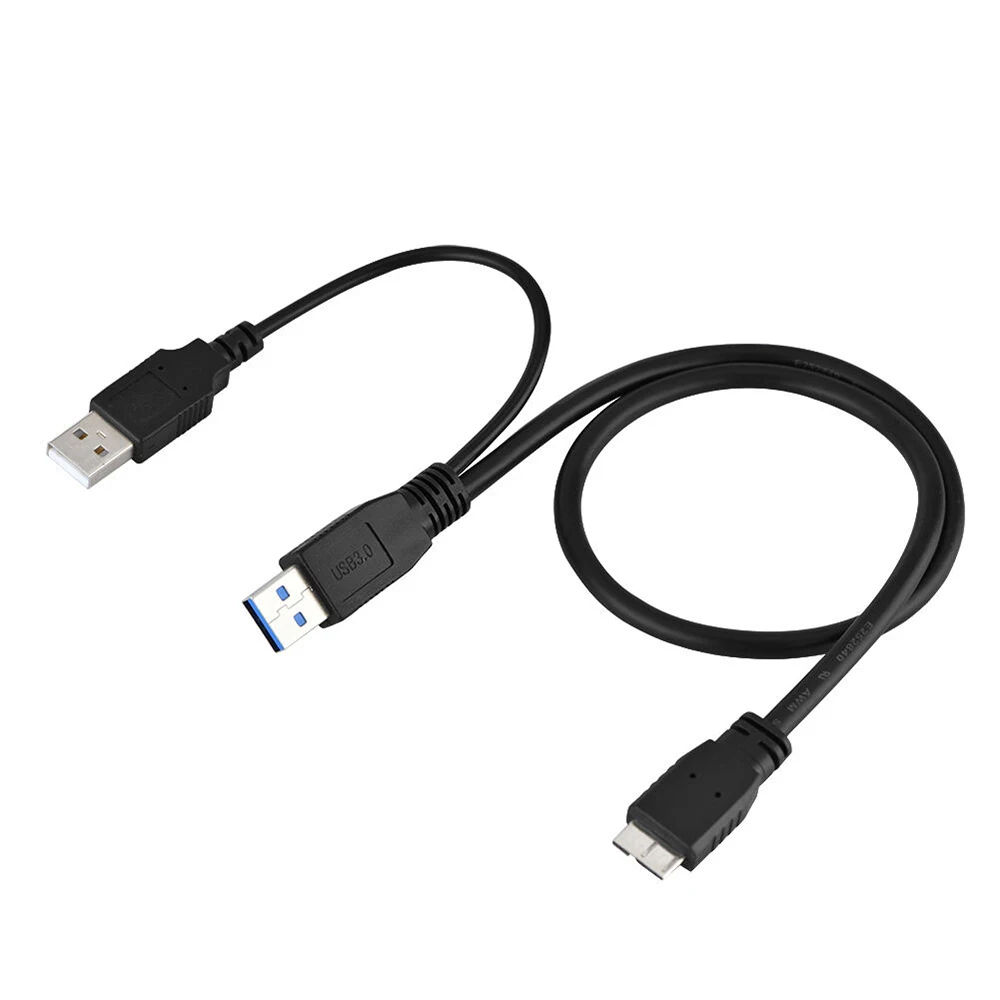 Hard Disk Data Cable Dual USB 3.0 A Male to Micro-B Male+Male Power Supply Y Cable for Hard Drive HDD