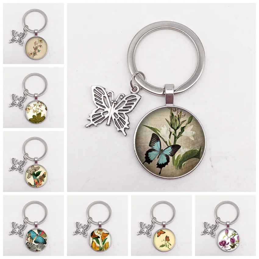

Beautiful Butterfly Pendant Keychain Art Butterfly Pattern Charm Keychain Ladies Jewelry Accessories Fashion Key Ring