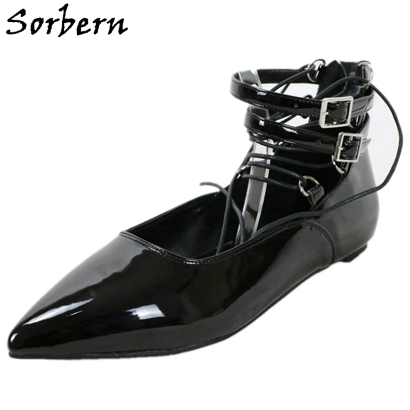 

Sorbern Ankle Strap Women Shoes Flats Pointy Toes Buckles Comfortable Retro Awful Cuban Heels Punk Style Shoe Made-To-Order