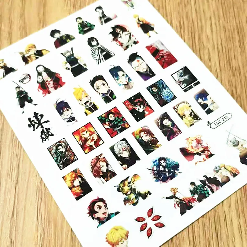 Yeni japon animesi şeytan Slayer tasarım çıkartması kaymak geri Gule tırnak dekorasyon araçları tırnak Sticker 212 211