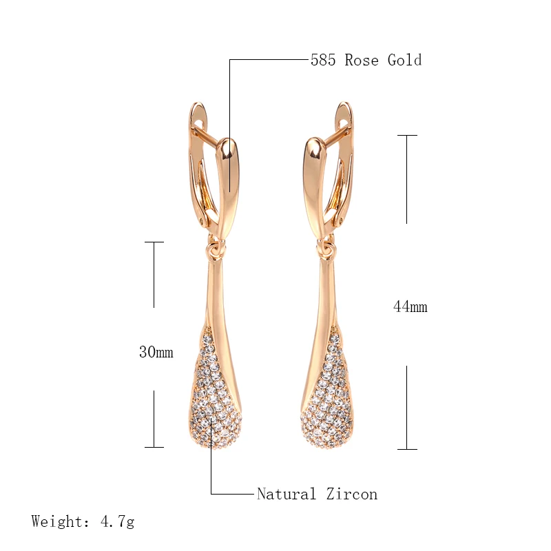 SYOUJYO Shining Drop Type Tassel Dangle Earrings For Women Twinkle Natural Zircon 585 Rose Gold Color Fashion Jewelry 2021 Trend