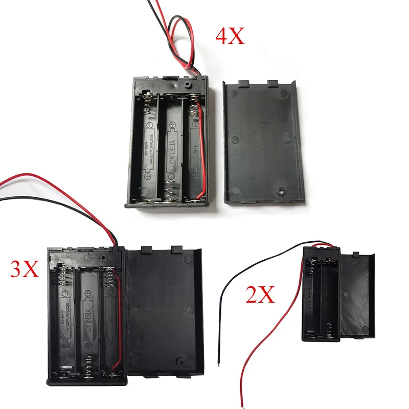 1Pcs AAA Battery Holder Case Box With Leads With ON/OFF Switch Cover 2 3 4 Slot Standard Battery Container Drop Shipping