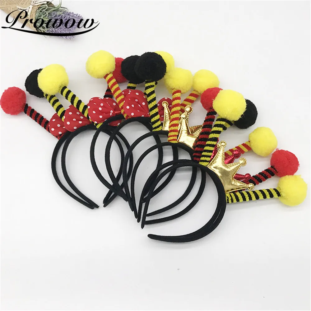 Prowow 1PCS Children Day Cartoon Kids Girl Hairband Ladybug Bee Ants Party Cosplay Hair Accessories Bow Crown Feelers Headwear