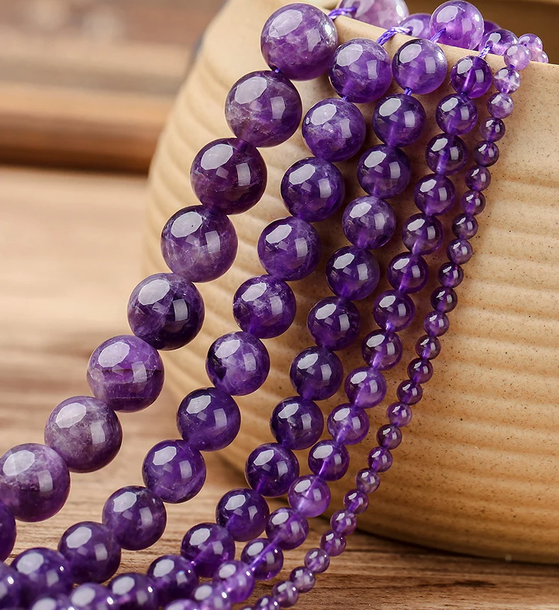 6 8 10 12mm Round Mixed Purple Color Amethysts Beads Natural Stone Beads Diy Bracelet Necklace For Jewelry Making