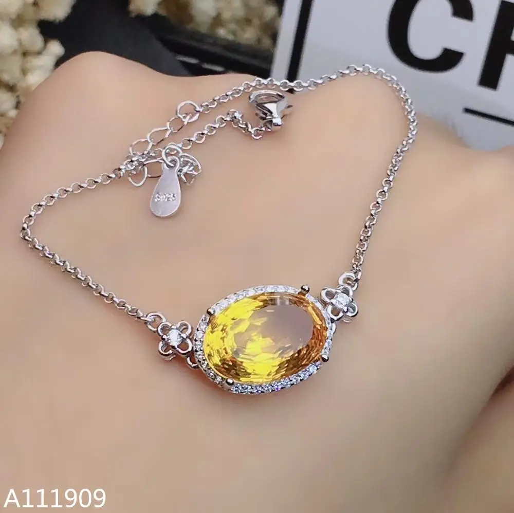 

KJJEAXCMY boutique jewelry 925 sterling silver inlaid Citrine ladies bracelet beautiful Exquisite