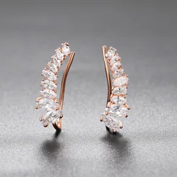 Ear Clip For Women Top Quality New Four-Prong Setting 9pcs Cubic Zirconia Rose Gold Color Ear Hook Stud Earrings Jewelry E791