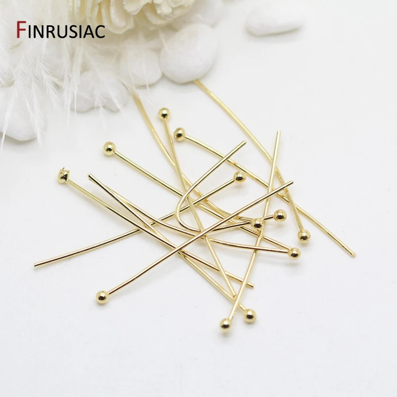 Wholesale 14k Gold Plated Brass Metal Ball Head Pin For Jewelry Making Beading Pins Findings Supplies DIY Make Jewelry