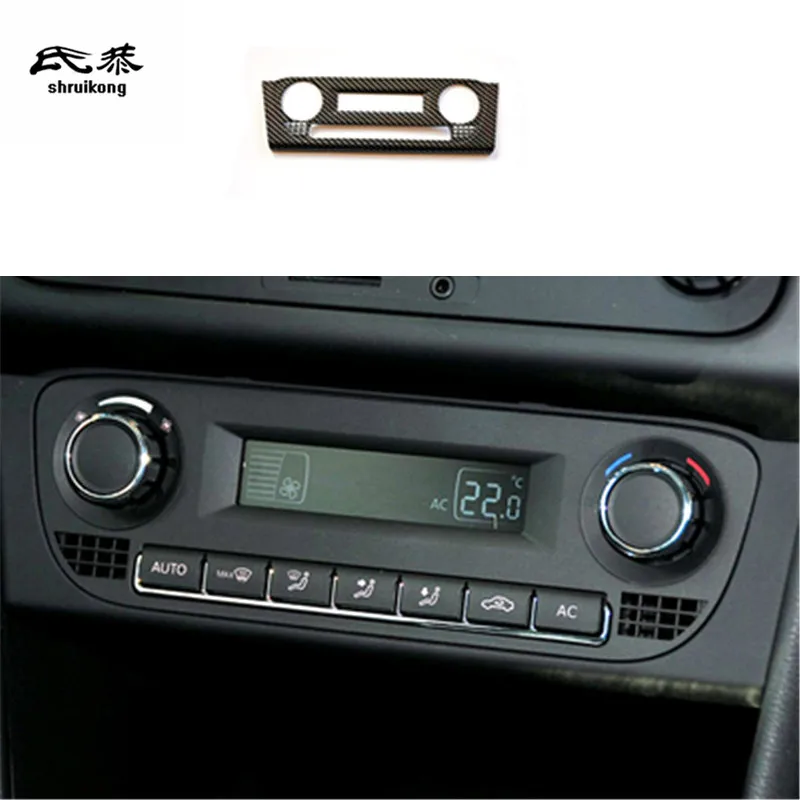 1PC for 2011-2017 Volkswagen VW POLO 6R 6C ABS Carbon Fiber Grain Air Conditioning Control Adjustment Panel Decoration Cover