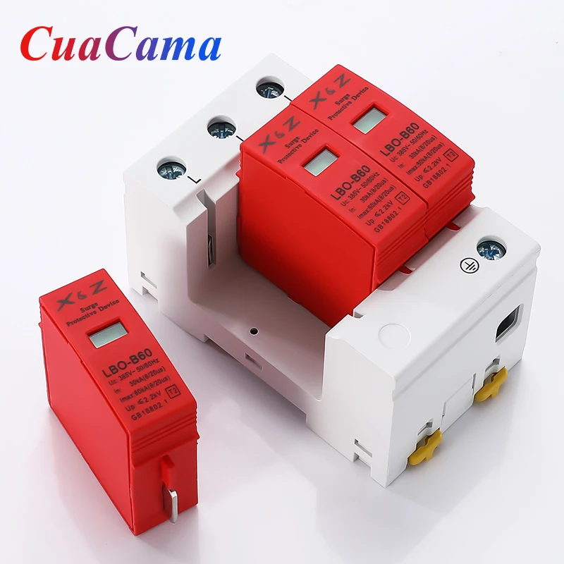 AC SPD Surge Protector Low Voltage  Distribution Household Arrester Lightning Protection Device 3P 10KA~20KA Switch Module 1PCS